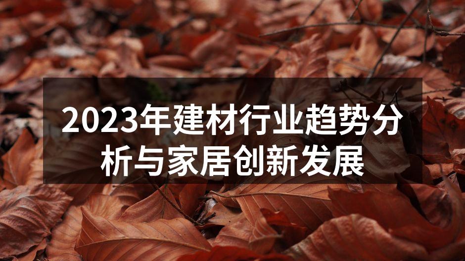2023年建材行业趋势分析与家居创新发展